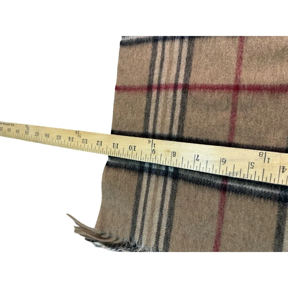 Joseph Abboud 100%‎ Wool Plaid Scarf Camel Nova Check Fringe 52x12